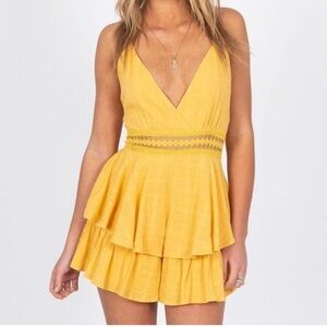 Princess Polly Manning playsuit Mustard size 4